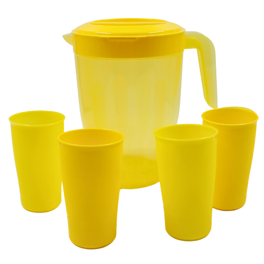 Juego De Jarra Lita de 3500 ML y 4 Vasos Splash de 400ML