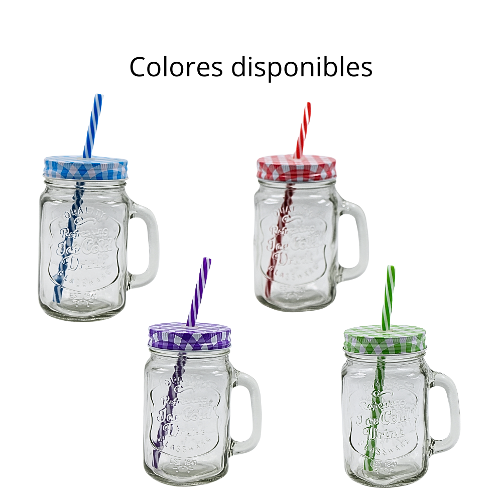 Mason Jar Labrado tapa mantel y popote 480 ml @