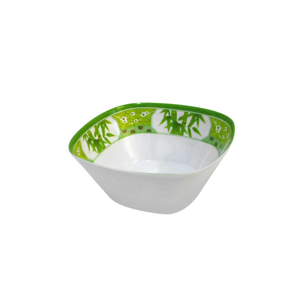 Tazón cuadrado sopero 6" 15 cm melamina Bambú Verde Clorofila