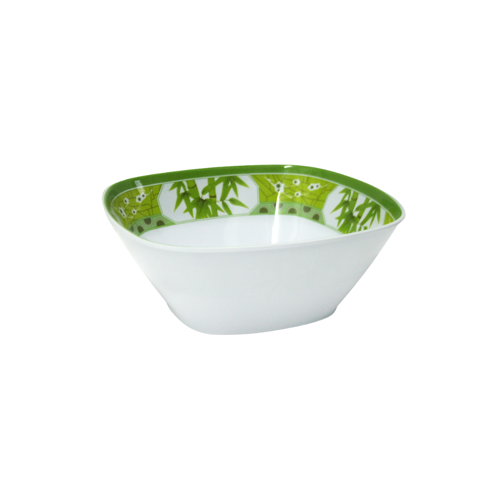 Tazón cuadrado sopero 7" 18 cm melamina Bambú Verde Clorofila