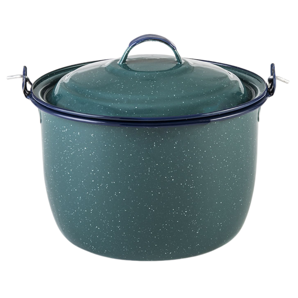 Olla de peltre convexa con asa 30 cm Cinsa con tapa 13 litros Aqua Jaspeada(BAJA)