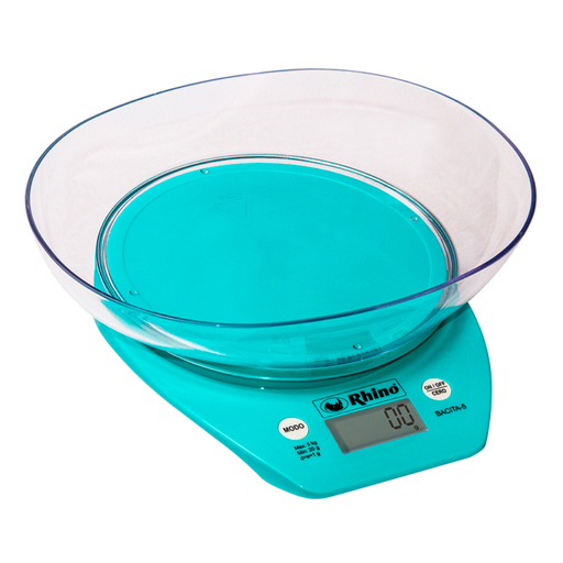 Báscula Eléctrica De Cocina Con Tazón 5 Kg Rhino Azul