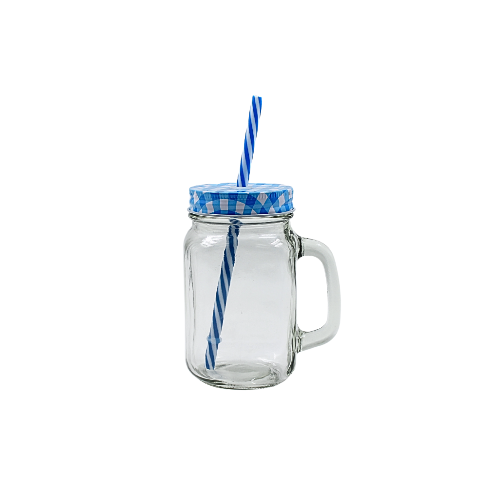 Mason Jar liso tapa y popote 480 ml(BAJA)