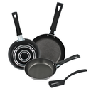 Juego de 3 sartenes Ekco color negro con antiadherente Duraflon + utensilio