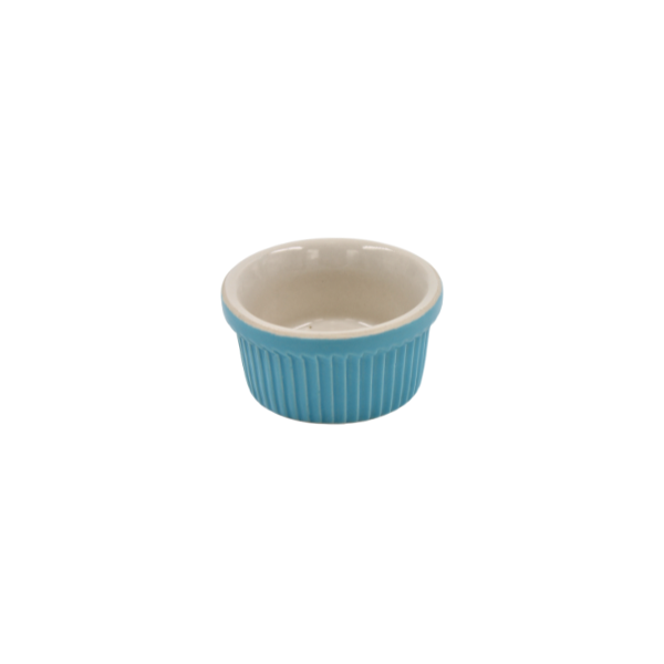 Ramekin estriado 3 oz azul claro/blanco