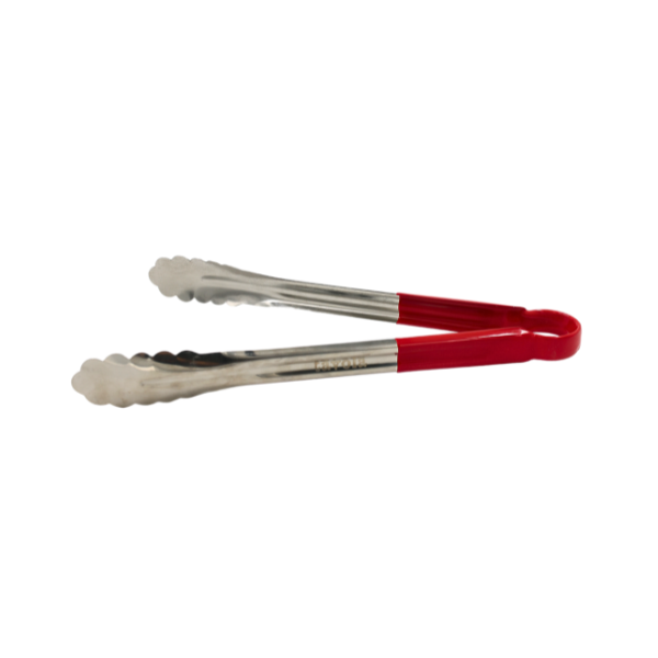 Pinza acero inoxidable con cubierta de plástico rojo 12"@ (16)