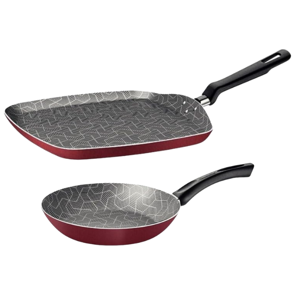 Juego de sartén + Bifera Rivoli Rojo Tramontina (One Shot)