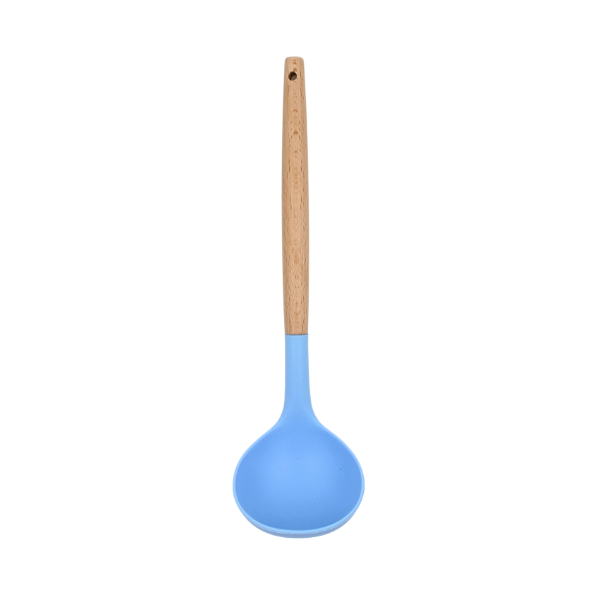 Cucharon Rosa-Azul con mango de madera y punta de silicón@