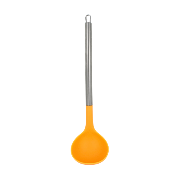 Cucharón Naranja con mango de acero y punta de silicón@