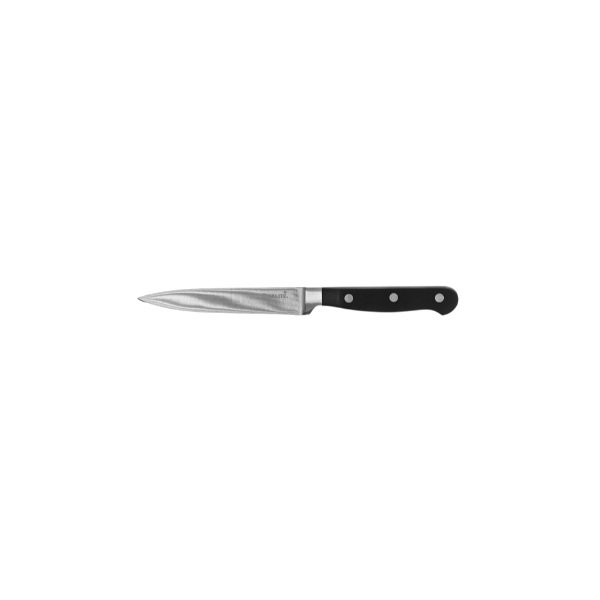 Cuchillo multiusos filo liso 5”Hoja de acero completa, mango ABS, triple remache@