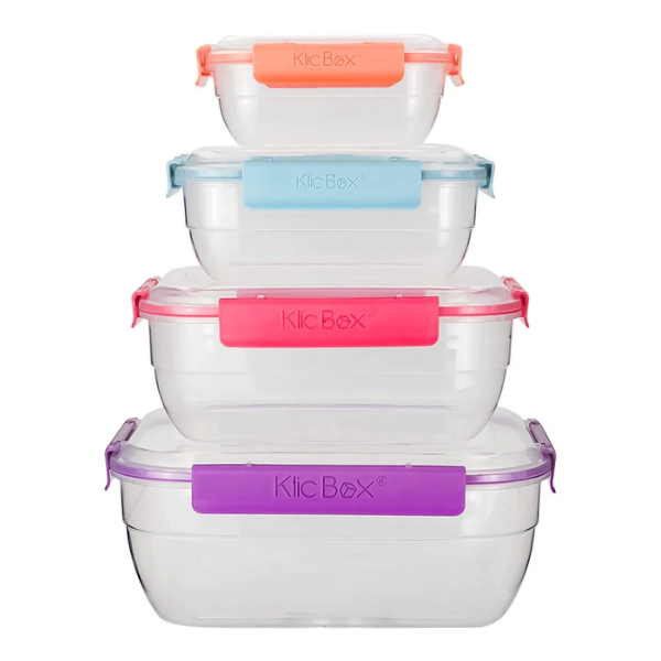 Juego de 4 contenedores de plastico para alimento varios colores (36)