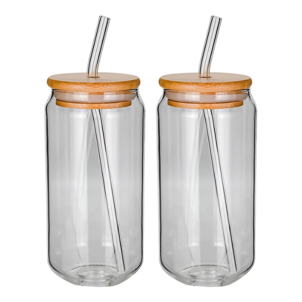 Juego de 2 vasos de vidrio con popote y tapa 535 ml Home Sweet Home ATH-925 (24)