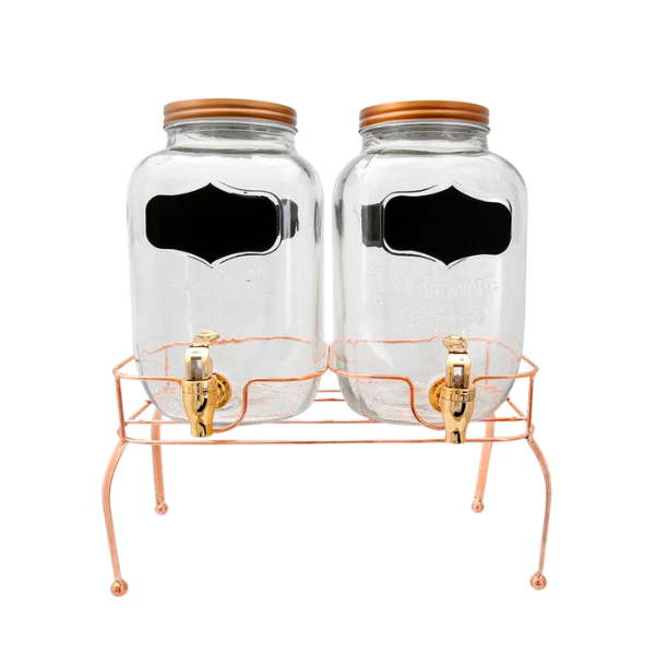 Juego de despachadores de vidrio 4 L base cobre MOD. ATA1126