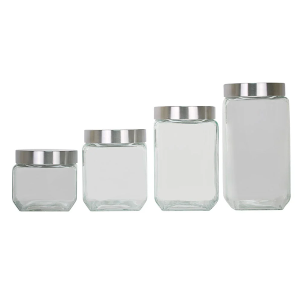 Set de 4 recipientes de vidrio con tapa cromada MOD. ATA0526 (4)