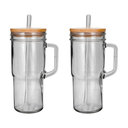 Juego de 2 vasos con tapa y popote 700 ml vidrio Home Sweet Home ATH-924 (12)