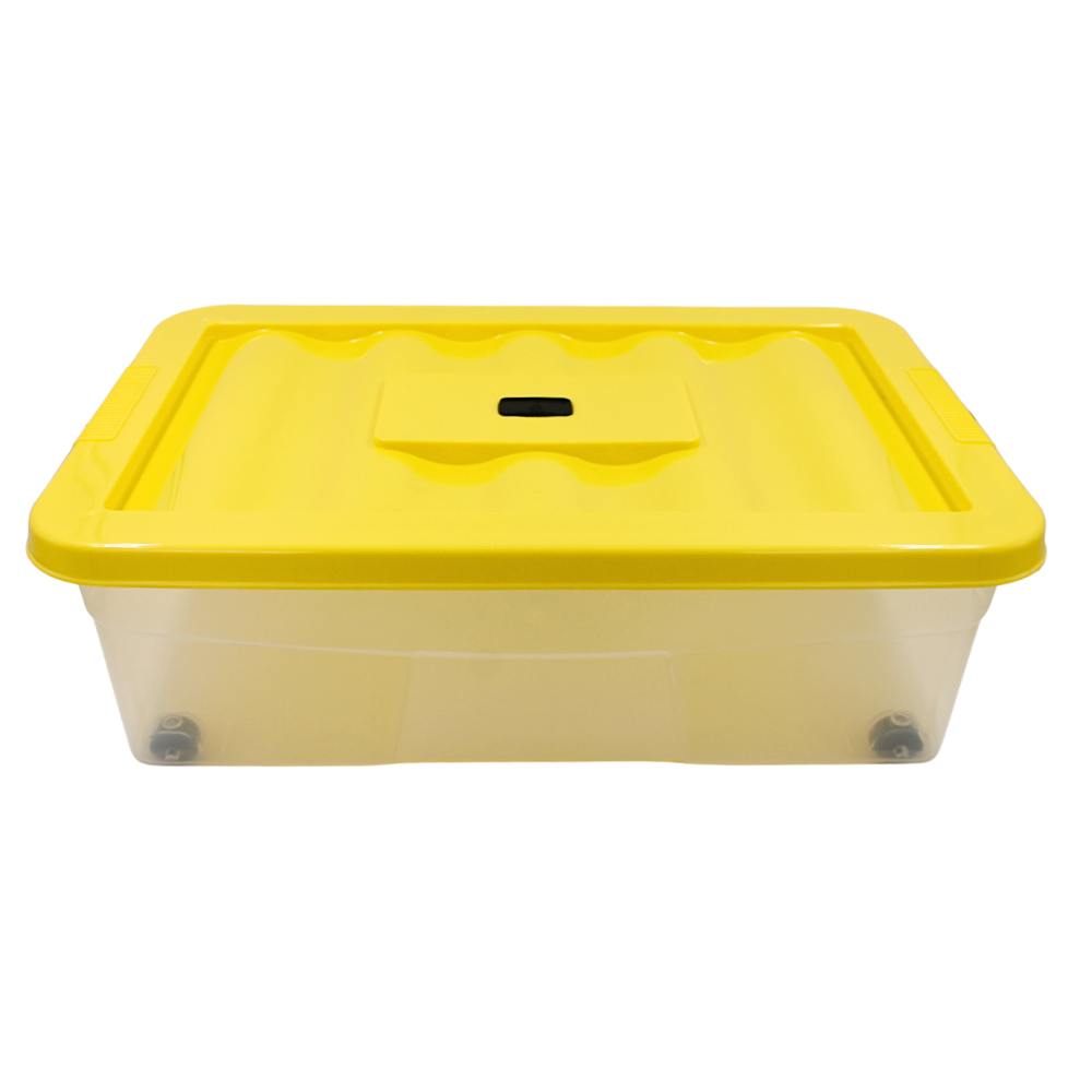 Caja de plástico Erick con ruedas y tapa amarilla