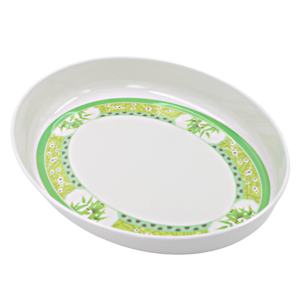 Ensaladera ovalada 12" 30 cm melamina Bambú Verde Clorofila