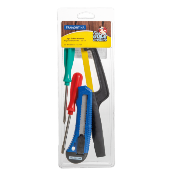 Juego de herramientas Tramontina con cúter, destornilladores y mini sierra para metales 4 piezas (ONE SHOT)