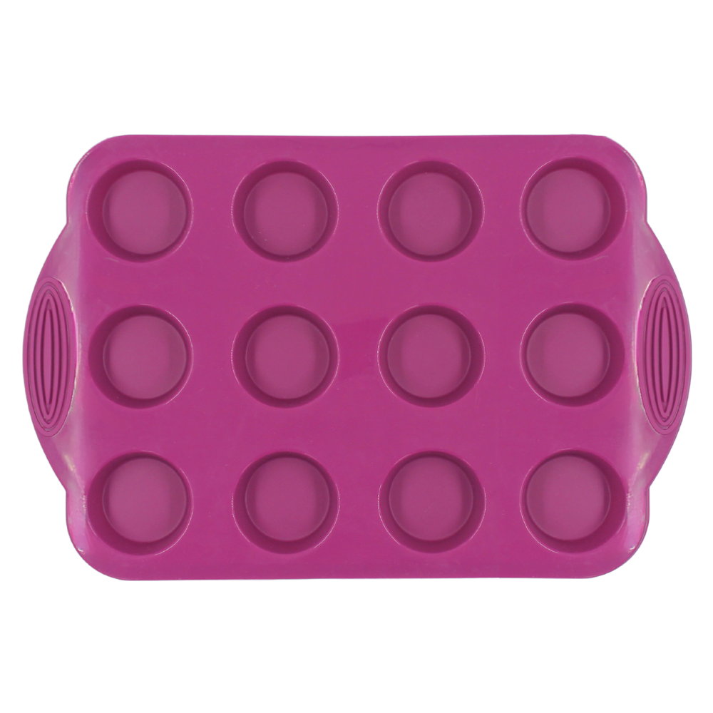 Molde de silicón para 12 mini cupcakes morado Press