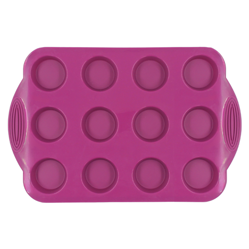 Molde de silicón para 12 mini cupcakes morado Press