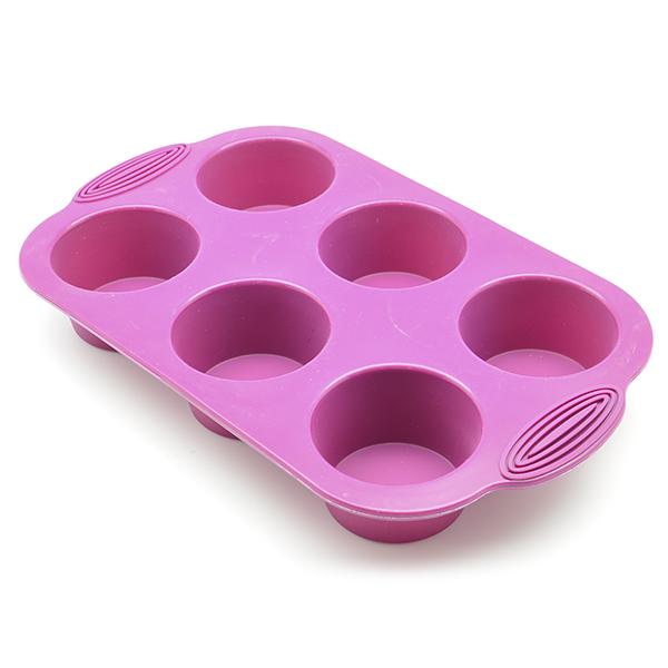 Molde de silicón para 6 cupcakes morado