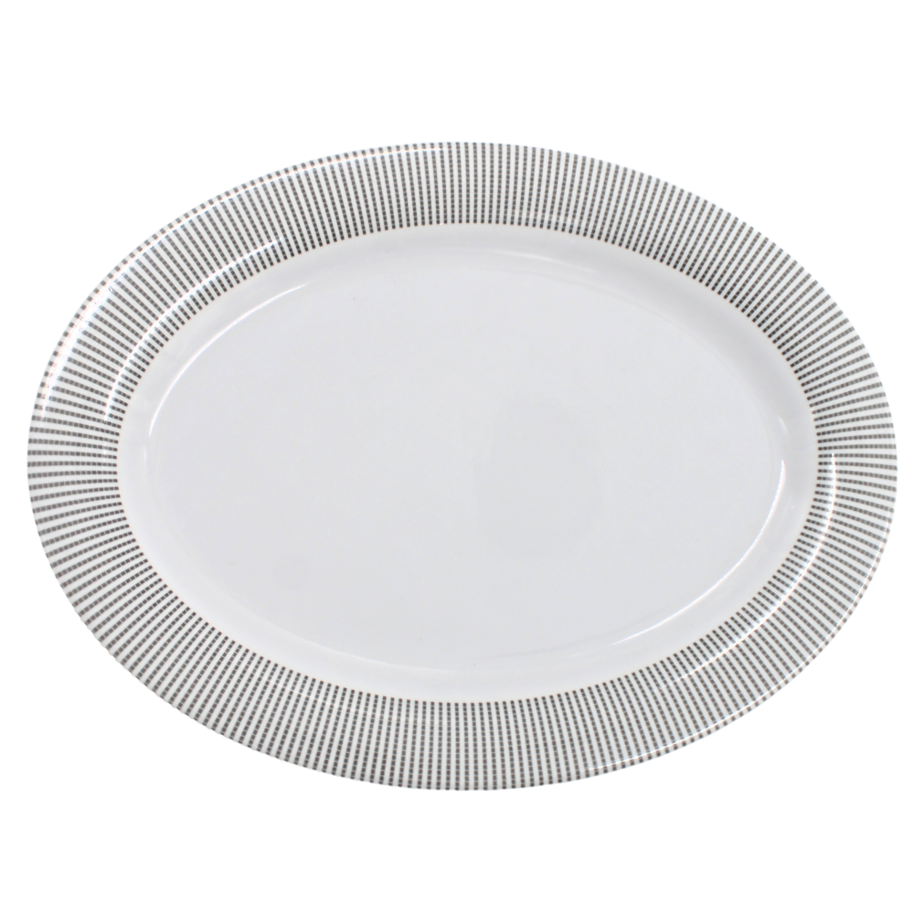 Plato ovalado 12" 30 cm melamina Premium Elegantza Gris