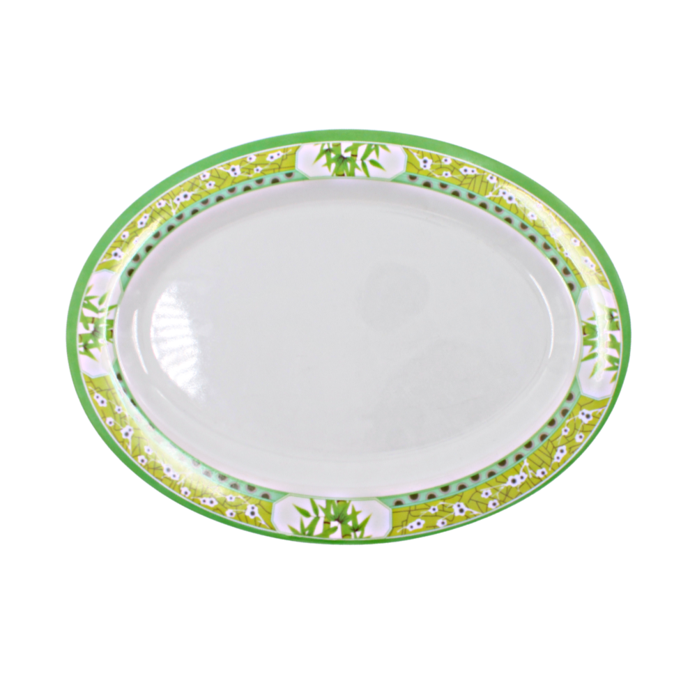 Plato oval 10" 25.5 cm melamina Bambú Verde Clorofila