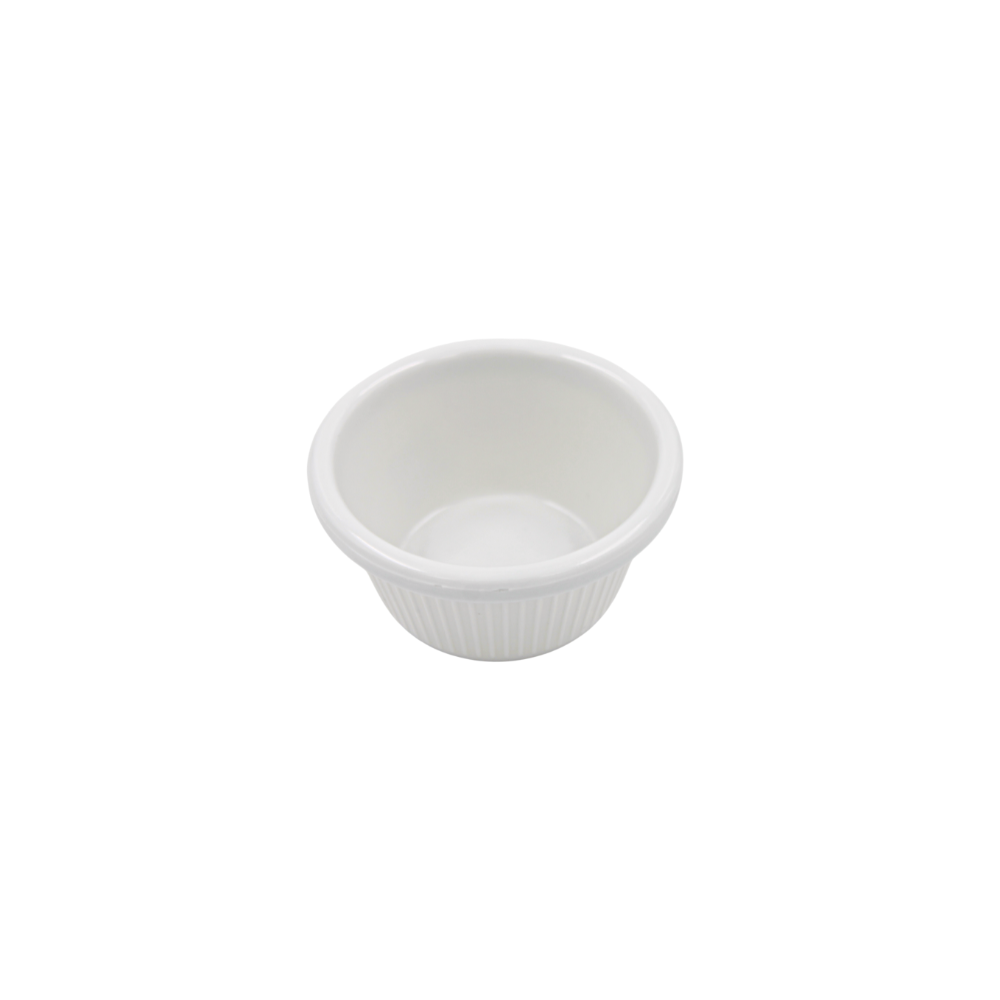 Ramekin blanco rayado 2 onzas melamina blanca(BAJA)