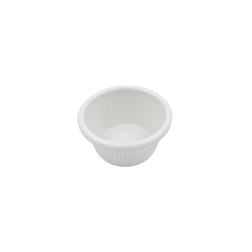 Ramekin blanco rayado 2 onzas melamina blanca