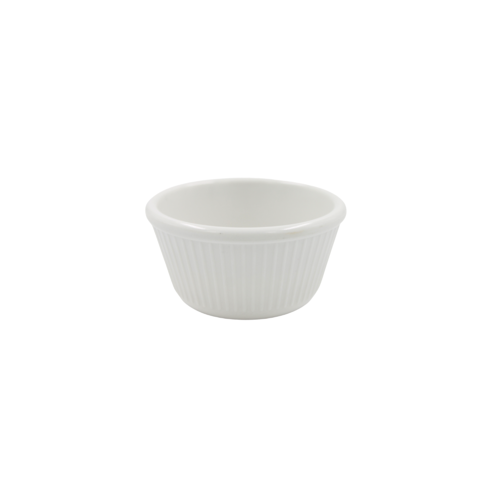 Ramekin blanco rayado 4 onzas melamina blanca