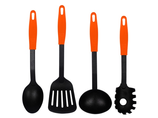 [1514051] Set De 4 Utensilios Valery Nylon Mango Naranja (10)