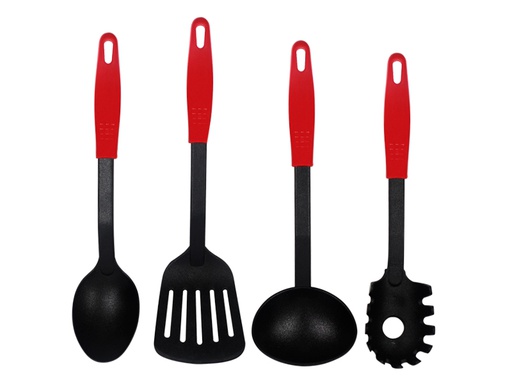 Set De 4 Utensilios Valery Nylon Mango Rojo (10)