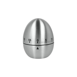 [249585] Temporizador minutero mecánico con forma de huevo acero inoxidable Metaltex