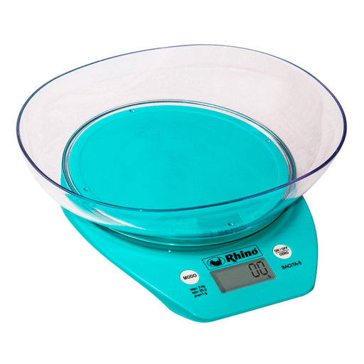 [1393213] Báscula Eléctrica De Cocina Con Tazón 5 Kg Rhino Azul(BAJA)