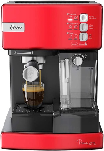 [1486244] Cafetera automática de espresso roja Prima Latte Oster