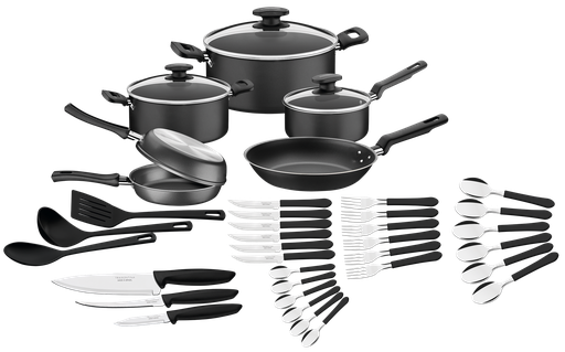 [5011878] Batería de Cocina de 38 piezas Berlin Negro Tramontina