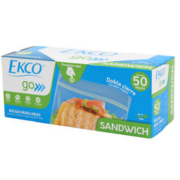 [1829469] Paquete de 50 bolsas resellables para Sandwich con cierre Ekco