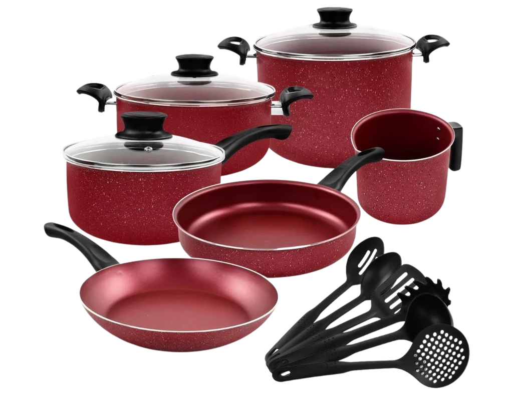 Batería de Cocina T-Fal 15 Piezas Roja