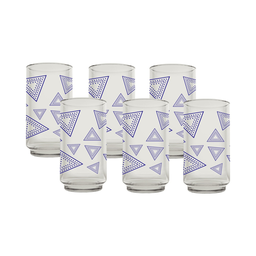 [1453546] Juego de 6 vasos 12 onzas (354 ml) con decorado triángulos morado(ONE SHOT)