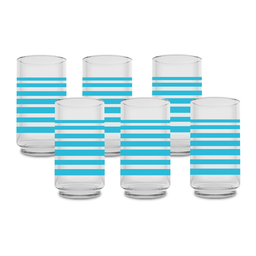 [1453548] Juego de 6 vasos 12 onzas (354 ml) con decorado líneas azul(ONE SHOT)