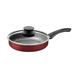 [5012051] Sartén rojo 24 cm Tramontina Rivoli con tapa de vidrio @