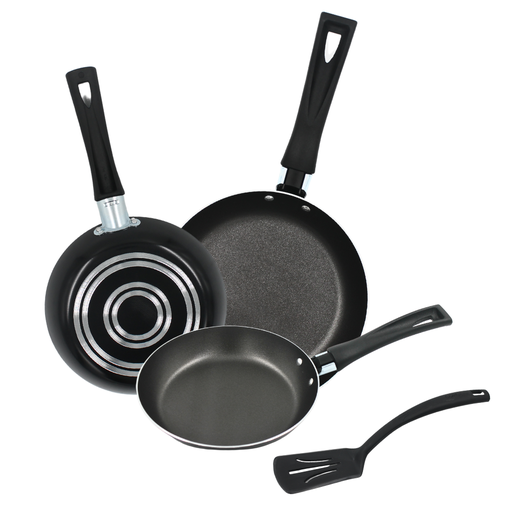 [1829532] Juego de 3 sartenes Ekco color negro con antiadherente Duraflon + utensilio