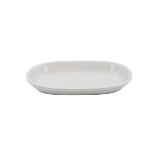 [16160693] Plato ovalado de cerámica blanco 6 onzas
