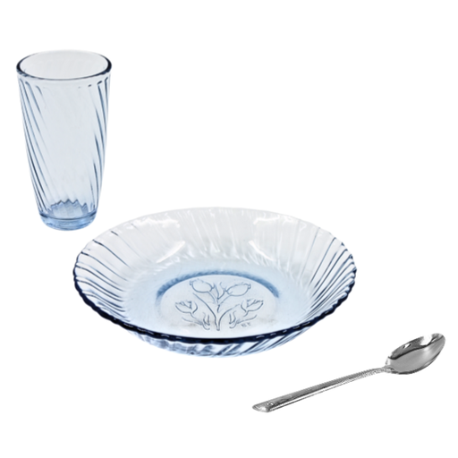 [1022315] Vajilla económica Tulipanes Sky Blue 12 pzas (BAJA)