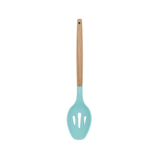 [9990013] Cuchara Ranurada Rosa con mango de madera y punta de silicon@
