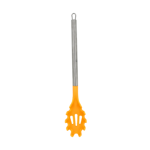 [9990019] Cuchara para spaguetti Naranja con mango de acero y punta de silicón@
