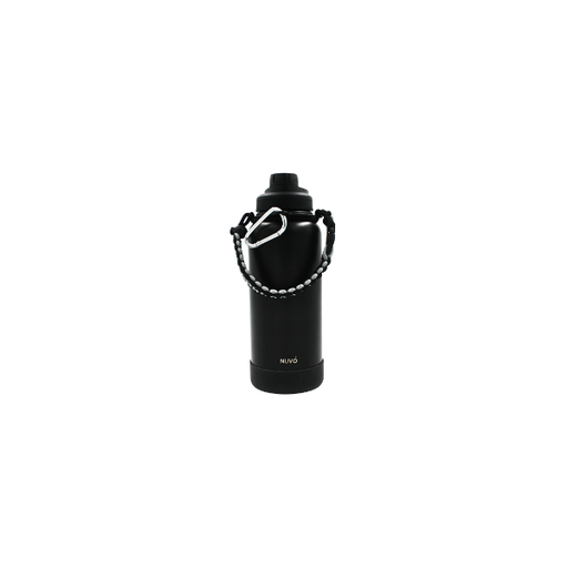[5872122] Termo Doble Pared De Acero Negro Insulado 1 L @