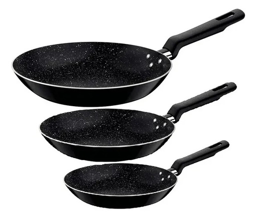 [5012273] Juego de sartenes Tramontina Roch Negro 3 piezas @