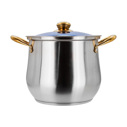 [9990277] Olla alta de acero inoxidable con tapa de vidrio 5 L 22x18 cm Qualite Basic MOD. A05 (8/12)