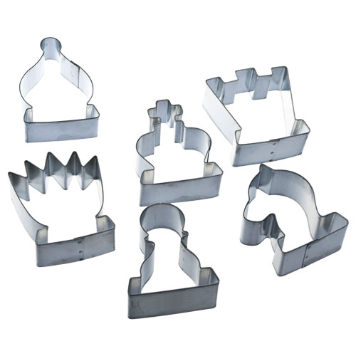 [4631383]  Cortadores de galletas de acero inoxidable Ajedrez 6 piezas (BAJA) 